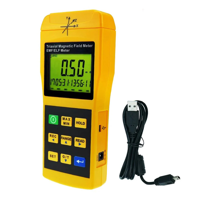 High Quality Digital Tri-axial Electromagnetic Field Radiation Detector Data Logging 9999 with CD USB Software EMF Meter
