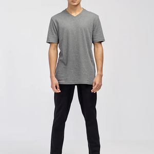 Camisetas de Cuello en V para Hombre, Corte Regular, Manga Corta, Alta Calidad, 100% Algodón, Sólidas, Transpirables, Ecológicas, de Secado Rápido, Lisas, Personalizables - Product Image 5