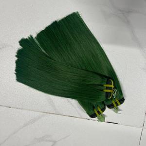 Cheveux vierges vietnamiens couleur verte, lisses comme des baguettes, cheveux humains de luxe, super double drawn, livraison rapide depuis l'usine, super drawn - Product Image 2