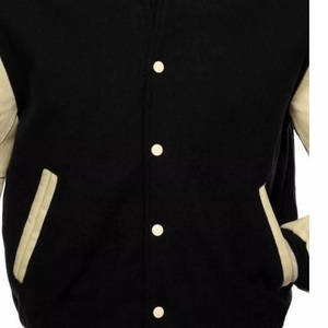 Custom Men's Stand Collar Winter Bomber Varsity Jacket in Leather Plus Size with Front Logo Inspired by Letterman Style - Product Image 4