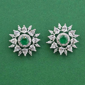 Kanhai Jewels Women's Classic Artificial Jewellery Cubic Zirconia <b>Earrings</b> with Rhodium Plating for Anniversary 443887 - Product Image 3