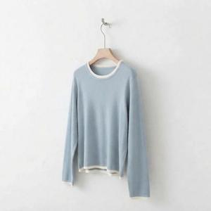 <b>Women's</b> O-Neck Long Sleeve Knitted <b>Sweatshirt</b> Solid Color Casual Cotton Blend Breathable Autumn Wear Gray Blue <b>Black</b> <b>Sweatshirt</b> - Product Image 3