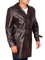 Parka en cuir pleine fleur pour homme avec col montant, imperméable et coupe-vent, design réversible, style urbain