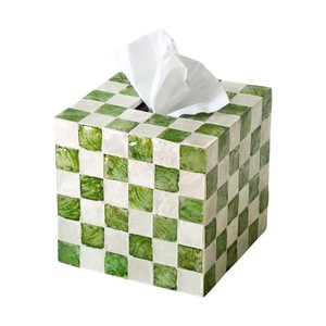Boîte à mouchoirs carrée de luxe avec incrustation de coquillages, motif damier vert, nacre, distributeur de serviettes pour la maison, l'hôtel, vente en gros - Product Image 1