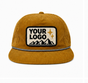 Custom Brand Corduroy <b>Flat</b> Brim Snapback <b>Hat</b> with Embroidered Patch-Unisex Adult Summer Street Punk Style Polyester/Cotton - Product Image 1