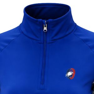 Camiseta Deportiva Azul Rey para Mujer con Cierre de Cremallera, Panel Floral en las Mangas, Manga Larga, Ropa Deportiva para Fitness - Product Image 3