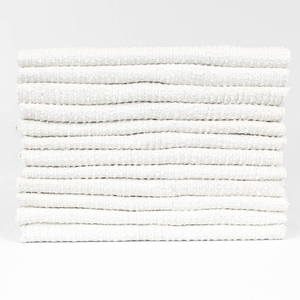 Serviette de nettoyage professionnelle en coton côtelé 100% blanc 32oz (16x19) pour restaurants et cuisines, fabrication indienne, à prix réduit - Product Image 1