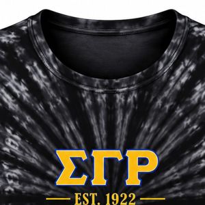 Camiseta de Mujer Negra y Gris con Estampado Tie Dye, Diseño Gráfico Dorado, Manga Corta, Cuello Redondo, Informal, de Algodón, a la Moda, para Verano - Product Image 4