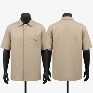 Chaqueta de Barbero Unisex Negra Hardson, Algodón y Poliéster Premium, Sarga de 220 GSM, Color Caqui, Manga Corta, Transpirable, Camisa de Trabajo Digital - Product Image 1