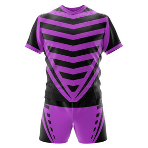 Unisex <b>Red</b> Black Solid Rugby Uniform Set Short Sleeve Crew Neck Moisture Wicking Breathable Athletic Fit All Seasons Front - Product Image 4