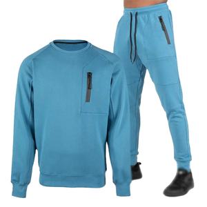 Men's Custom Sports Sweatsuit Solid Pattern Printed Collar Hoodie Sweatpants Wholesale Two-Piece Running Fitness Training Sets - Product Image 2