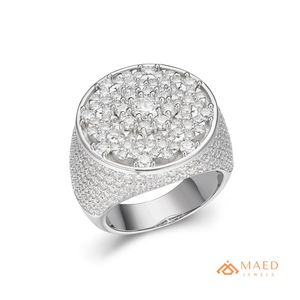 <b>Men's</b> Silver Tone Moissanite Signet <b>Ring</b> Luxury Hip Hop Engagement & Wedding Fashion Jewelry Gift <b>for</b> Stylish <b>Men</b> Daily Wear USA - Product Image 1