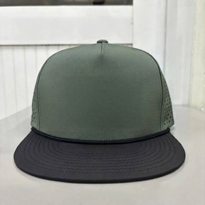 High Quality Custom Logo 5 Panel High Quality Two Tone Flat Brim Breathable Laser Cut Snapback Hat with Rope Made in Vietnam - Product Image 1