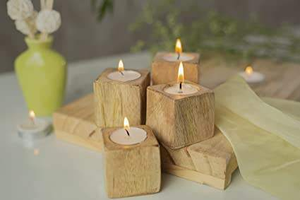 Porte-bougie en bois naturel fait main de haute qualité avec un design minimaliste pour une décoration rustique à prix de gros - Product Image 3