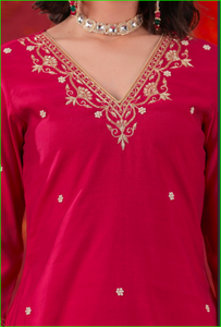 Conjunto Sharara Rojo Cereza con Dupatta Leheriya - Product Image 2