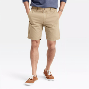 Men's Khaki Bermuda <b>Shorts</b> Mid Waist <b>Zipper</b> Fly Solid Color Casual 100% Polyester Quick Dry with Pockets - Product Image 6
