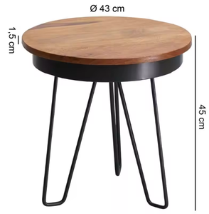 Round Wooden <b>Side</b> <b>Table</b> with Black Metal Hairpin Legs Modern Accent <b>Table</b> for <b>Sofa</b> Bedroom and Lounge Decor - Product Image 4