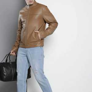 Chaqueta de Motocicleta para Hombre, Chaqueta de Cuero de Fábrica, Chaqueta de Cuero de Talla Grande para Hombre, para Uso en Exteriores en Invierno, con Etiqueta Privada Personalizada - Product Image 1