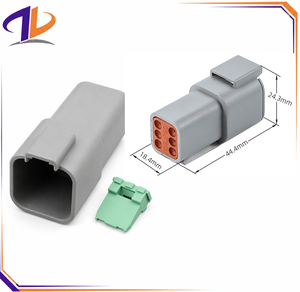 ขั้วต่อสายไฟรถยนต์แบบกันน้ำ DT04-6P ใช้แทนกันได้ ขั้วทองแดง 6 พิน ตัวเรือนไนลอน สีเทา 3A 12V สำหรับขั้วต่อตัวผู้ - Product Image 1