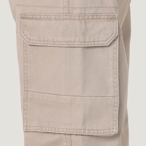 Pantalon cargo pour homme, coupe droite, kaki, coton, taille élastique, plusieurs poches, style décontracté, respirant, à porter au printemps - Product Image 5
