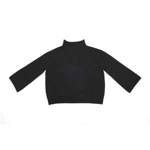 ODM OEM Jersey de moda para mujer con cuello alto Manga larga Fino Holgado de punto Logotipo frontal de colocación para la temporada de otoño - Product Image 1