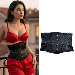 Double Steel Boned Satin <b>Underbust</b> Short Waspie Corset Supplier - Product Image 1