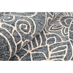 Alfombra de Lana Tejida a Mano con Diseño Floral Paisley Bohemio Vintage, Elegante Patrón de Medallón Mandala, Color Gris Pizarra - Product Image 4