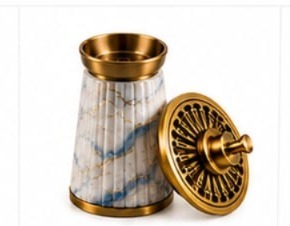 Quemador de incienso de mármol con tapa dorada, difusor de aromaterapia, soporte decorativo para uso doméstico, calidad premium, hecho a mano, ecológico, blanco. - Product Image 6