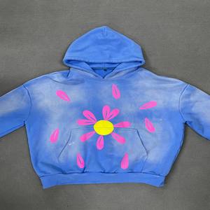 Custom 500GSM 100% Cotton Fleece Heavyweight Screen Printed Embroidered Acid Washed Sun Faded Winter Solid Front <b>Pullover</b> <b>Men</b> - Product Image 6