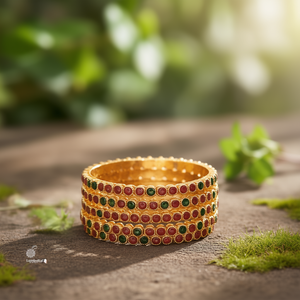 24K Gold Plated <b>Copper</b> Bridal <b>Bangles</b>-Trendy Classic Matte Number Design for Engagement - Product Image 3