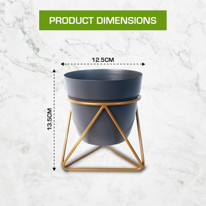 Macetero de Metal Azul con Soporte de Hierro, Maceta Elevada Moderna para Decoración Elegante de Jardín Interior, Decoración Contemporánea para Sala de Estar - Product Image 2