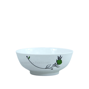 Juego de 12 Tazones de Cerámica Tradicionales de Hanói, Ecológicos y de Primera Calidad, con Diseño de Hojas Florales Verdes Pintadas a Mano y Acabado Pulido - Product Image 1