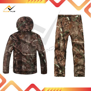 Ensemble veste et pantalon de chasse camouflage imperméable coupe-vent respirant à capuche unisexe en toile pour l'automne et les activités de plein air - Product Image 3