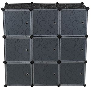 Organizzatore per Armadio a 9 Cubi Bianco e Nero, Scaffali Fai-da-Te con Ante, Contenitori Cubici per Stoccaggio di YS - Product Image 1
