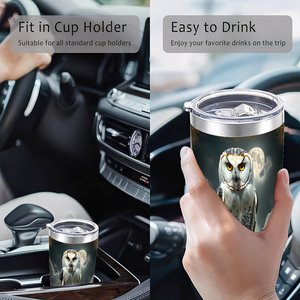20oz Stainless Steel Tumbler Double Wall Insulated With Owl Design <b>For</b> <b>Hot</b> Cold <b>Drinks</b> - Product Image 4