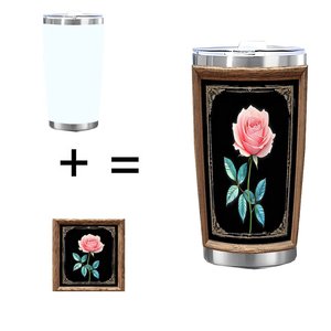 Gobelet isotherme double paroi en acier inoxydable 20oz, blanc pour sublimation, plaqué argent, pour design personnalisé - Product Image 1
