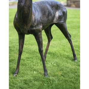 Statue de cerf en bronze faite à la main, fournitures de jardin en métal rustique, sculpture de renne antique à vendre - Product Image 2