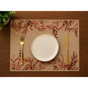 Set de table en lin imprimé de qualité supérieure avec motif de branche d'olivier botanique – Nappe de table florale rustique pour la salle à manger et la décoration intérieure - Product Image 1