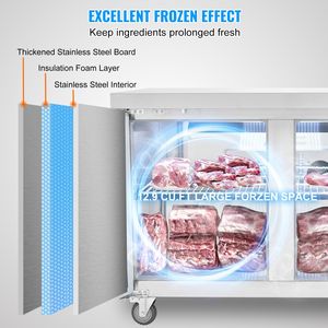 48\" Commercial Stainless Steel Refrigerated Food <b>Prep</b> Station 12.9 Cu. Ft Frozen Sandwich Salad <b>Prep</b> <b>Table</b> for <b>Kitchen</b> <b>Kitchen</b> - Product Image 4
