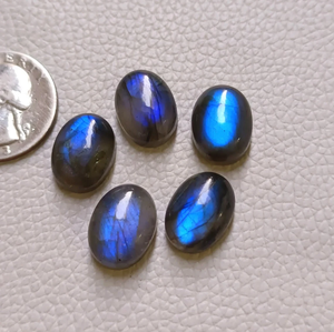 Cabochon ovale en labradorite bleue naturelle 12x16mm, pierre précieuse lâche polie à reflets vifs pour la fabrication de bijoux, lot en gros - Product Image 1