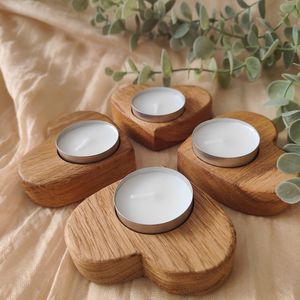 Portavelas de Madera Hecho a Mano, Soporte para Velas de Té de Madera Natural, Decoración Rústica para el Hogar, Regalo para el Día de San Valentín - Product Image 2
