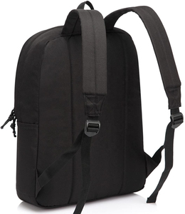 Unisex Canvas <b>Backpack</b> With Adjustable <b>Strap</b> Zipper Closure 20-30L Capacity Casual Daily Use Solid Black Color - Product Image 3