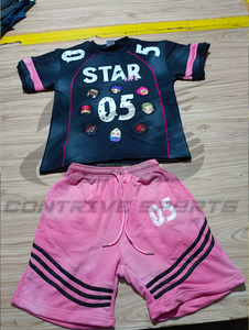 Summer Cotton T Shirt Sweat <b>Short</b> and Shirt Set For <b>Men</b> 2 Piece Embroidery <b>Patch</b> Printed Acid Wash Shirts <b>Shorts</b> Tracksuit - Product Image 4