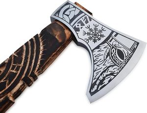 Hacha Vikinga Thewizcrafts Hecha a Mano, de Acero Industrial con Alto Contenido de Carbono, Mango de Madera de Palisandro, Funda de Cuero, Personalizada, 1.5 kg - Product Image 6