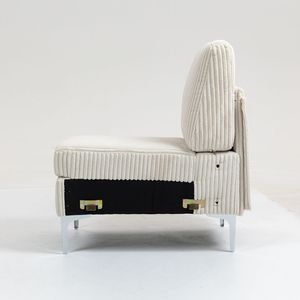 Poltrona Modulare Senza Braccioli in Velluto a Coste, Divano Sezionale con Cuscino, Sedia Singola per Soggiorno - Product Image 3