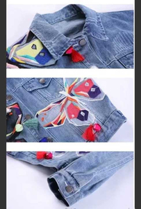 Women's <b>Denim</b> <b>Jacket</b> Light Wash Distressed Casual Regular Fit Autumn Solid Color Cotton Fabric Hole Decoration Back Logo - Product Image 4