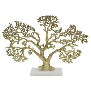 Nordic Silver Metal Bonsai <b>Tree</b> Sculpture Cast Aluminum Curved Branch Figurine Long Wooden Tray Base <b>Tabletop</b> Key Organizer - Product Image 5