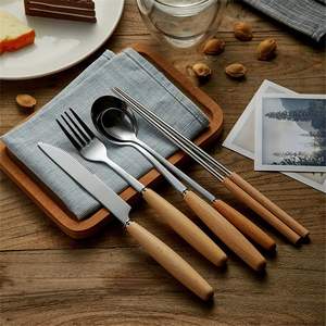 Cuchara, tenedor y cuchillo desechables de madera, ecológicos y biodegradables para cafeterías, restaurantes y comida para llevar. - Product Image 3