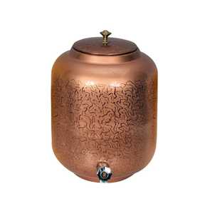 Pure Copper Water Dispenser Tank Bottom Hammered Finish Storage Pot Matka <b>Jar</b> Container with Spigot <b>Tap</b> - Product Image 4