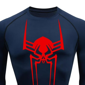 Camiseta Deportiva de Manga Larga para Hombre, con Logotipo de Araña en la Parte Delantera, Compresión, Cuello Redondo, Ajuste Delgado, Secado Rápido, Transpirable, Ecológica, de Spandex - Product Image 6